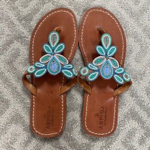 Leather and beaded sandals size 38